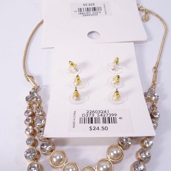 Ann Taylor LOFT Pearl and Opal Necklace Earrings Set NWT 39 24 - Picture 12 of 14